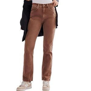 We The Free Women's Xena High Rise Slim Straight Jeans in Chocolate Mousse, 25